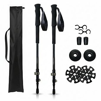 Carbon Fiber Trekking Poles: adjustable, portable, non-slip grip, all-terrain suitable