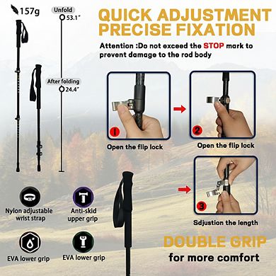 Carbon Fiber Trekking Poles: adjustable, portable, non-slip grip, all-terrain suitable