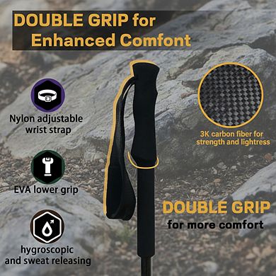 Carbon Fiber Trekking Poles: adjustable, portable, non-slip grip, all-terrain suitable