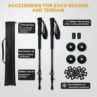Carbon Fiber Trekking Poles: adjustable, portable, non-slip grip, all-terrain suitable