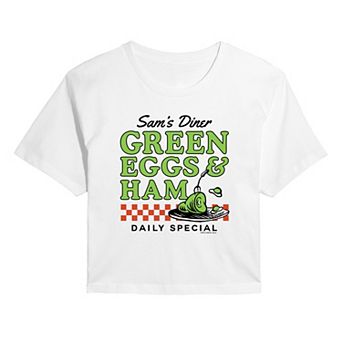 Juniors' Dr. Seuss Green Eggs & Ham Cropped Tee