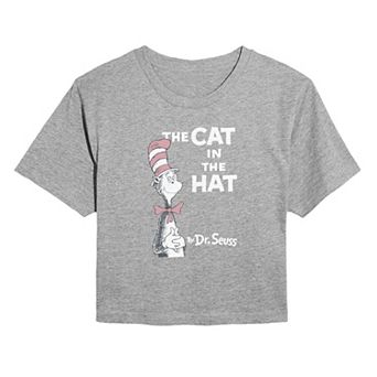 Juniors' Dr. Seuss The Cat In The Hat Distressed Cropped Tee