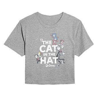 Juniors' Dr. Seuss The Cat In The Hat Distressed Cropped Tee