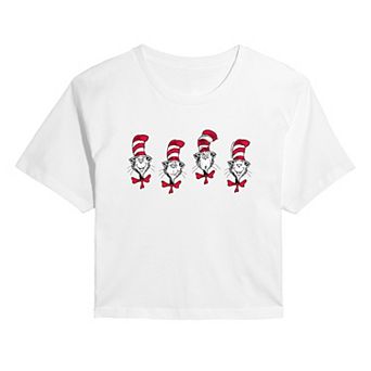 Juniors' Dr. Seuss The Cat In The Hat Expressions Cropped Tee