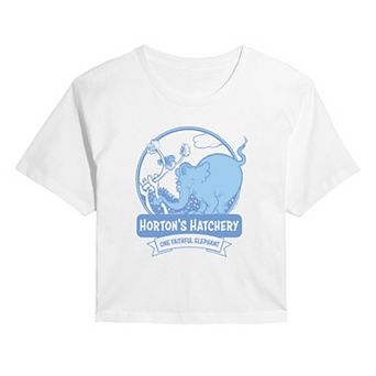 Juniors' Dr. Seuss Horton's Hatchery One Faithful Elephant Cropped Tee