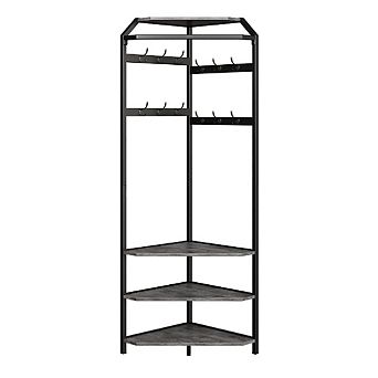 Corner Coat Rack with Shoe Bench, 6 Double Hooks, Modern Hallway Tree, 20 x 20 x 71 in