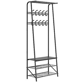 4-in-1 Entryway Hall Tree with Coat Rack, Sturdy Metal Frame & Storage