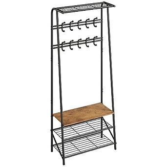 4-in-1 Entryway Hall Tree with Coat Rack, Sturdy Metal Frame & Storage