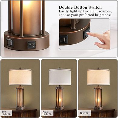 2 Pack Vintage Rustic Farmhouse Table Lamps