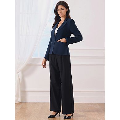 Women's Business Blazer Lapel Collar Long Sleeve Work Office Suit Jacket
