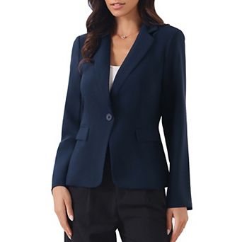 Women's Business Blazer Lapel Collar Long Sleeve Work Office Suit Jacket