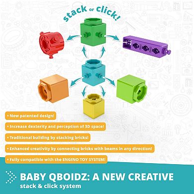 Engino Qboidz Baby My First Steps 44-Piece Brick Set Dual-Dimension Build & Connect