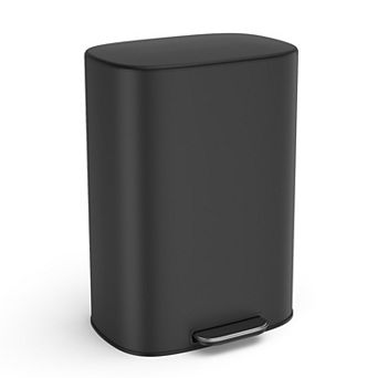 50L Stainless Steel Trash Can, Oval Shaped Foot Operated Trash Can In the Kitchen