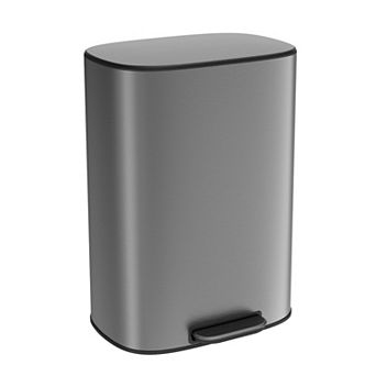50L Stainless Steel Trash Can, Oval Shaped Foot Operated Trash Can In the Kitchen