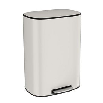 50L Stainless Steel Trash Can, Oval Shaped Foot Operated Trash Can In the Kitchen