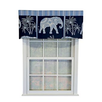 Cotton White Elephant Pleated Unlined Windows Rod Pocket Valance