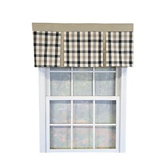 Cotton Bison Check Pleated Unlined Windows Rod Pocket Valance