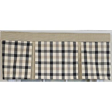 Cotton Bison Check Pleated Unlined Windows Rod Pocket Valance