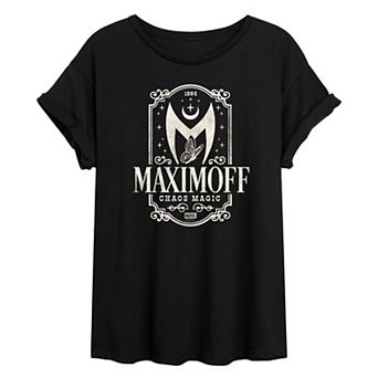 Juniors' Marvel The Scarlet Witch Maximoff Chaos Magic Distressed Oversized Tee