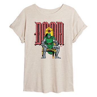 Juniors' Marvel Doctor Doom Throne Distressed Oversized Tee