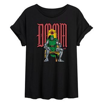 Juniors' Marvel Doctor Doom Throne Distressed Oversized Tee