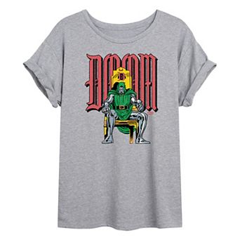 Juniors' Marvel Doctor Doom Throne Distressed Oversized Tee