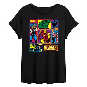 Juniors' Marvel The Avengers Grid Oversized Tee