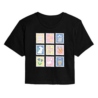 Juniors' Easter Stamps Cropped Tee