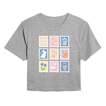 Juniors' Easter Stamps Cropped Tee