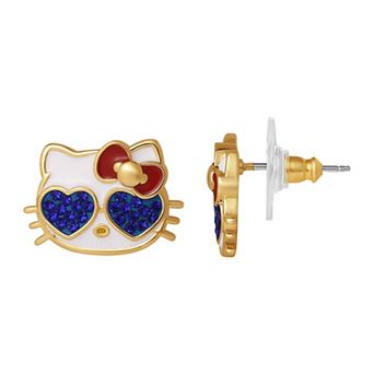Sanrio Gold-Tone Hello Kitty Americana Stud Earrings