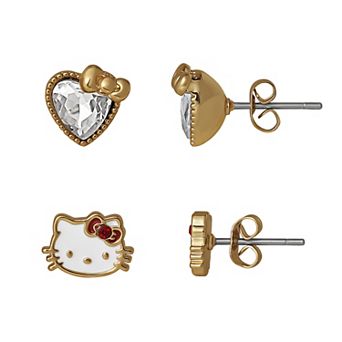 Sanrio Set of 2 Heart & Hello Kitty Stud Earrings