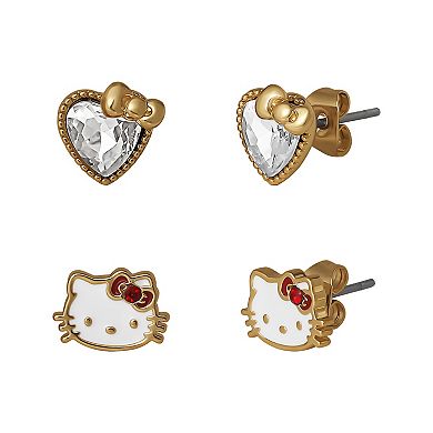 Sanrio Set of 2 Heart & Hello Kitty Stud Earrings