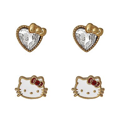 Sanrio Set of 2 Heart & Hello Kitty Stud Earrings