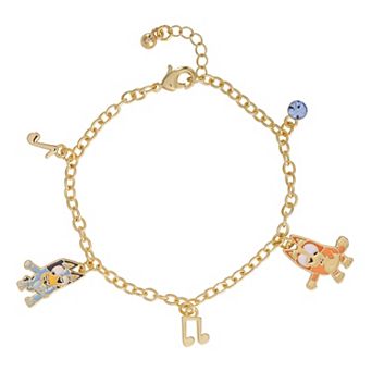 Bluey Family Gold-Tone Crystal Charm Bracelet