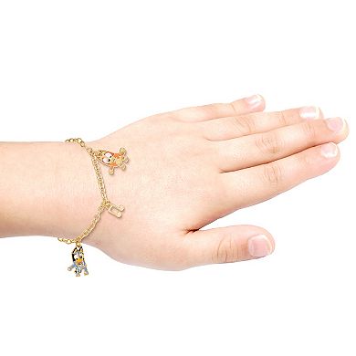 Bluey Family Gold-Tone Crystal Charm Bracelet