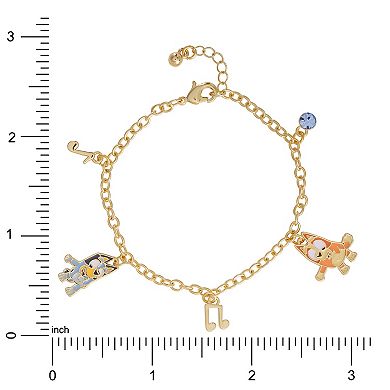 Bluey Family Gold-Tone Crystal Charm Bracelet