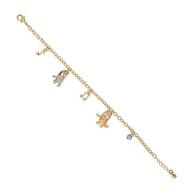 Bluey Family Gold-Tone Crystal Charm Bracelet