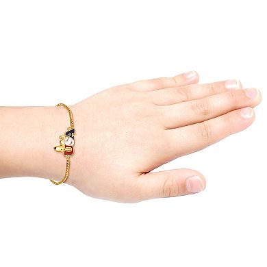 Snoopy Gold Tone Americana USA Lariat Bracelet