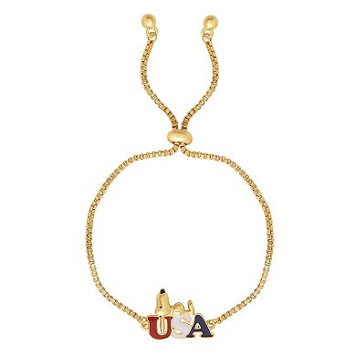 Snoopy Gold Tone Americana USA Lariat Bracelet