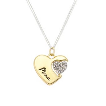 Isla & Alex Two-Tone Cubic Zirconia Mama & Heart Pendant Necklace