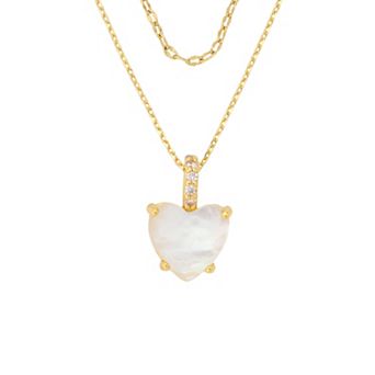 Isla & Alex 14k Gold Flash Plated Mother-of-Pearl Heart Pendant & Layered Chain Necklace