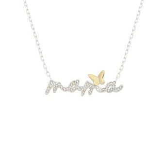 Isla & Alex Two-Tone Cubic Zirconia Mama Butterfly Necklace