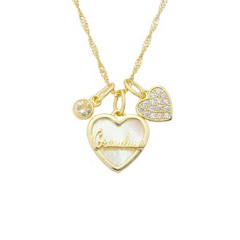 Isla & Alex Cubic Zirconia "Grandma" Heart Pendant Necklace