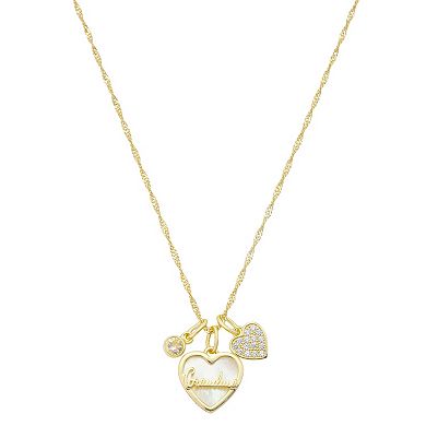 Isla & Alex Cubic Zirconia "Grandma" Heart Pendant Necklace