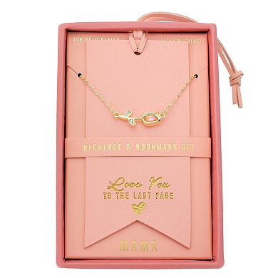 Isla & Alex 14k Gold Flash Plated Cubic Zirconia & Crystal Rose Pendant Necklace