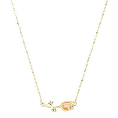 Isla & Alex 14k Gold Flash Plated Cubic Zirconia & Crystal Rose Pendant Necklace
