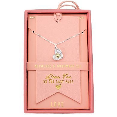 Isla & Alex Two-Tone Cubic Zirconia Heart Pendant Necklace