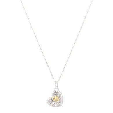 Isla & Alex Two-Tone Cubic Zirconia Heart Pendant Necklace