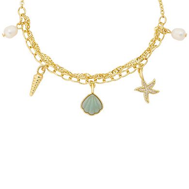 Isla & Alex 14k Gold Flash Plated Amazonite Charm Bolo Bracelet