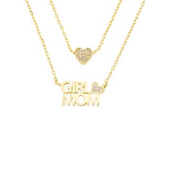 Isla & Alex CZ Heart "Girl Mom" 2 pc Pendant Set